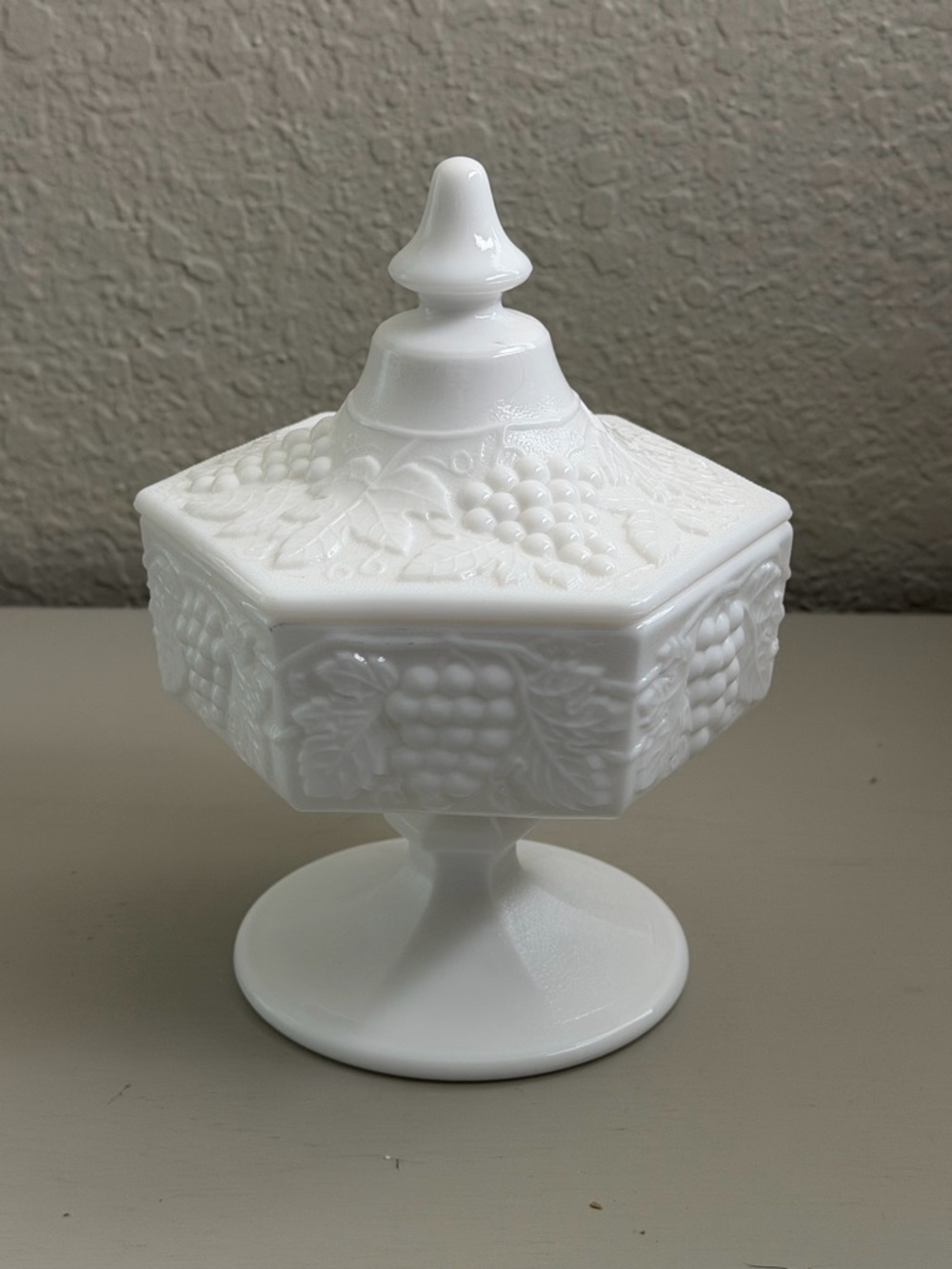 Imperials Glass White Milk Glass Covered Candy Dish with Pedestal
